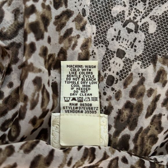 Daytrip Shirt Women Medium Brown Cheetah Print Mixed Print Tank Top Sheer Casual - Picture 8 of 8